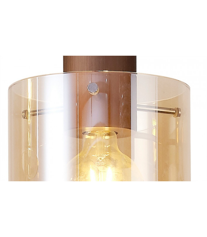 Linear Pendant 3 Light Adjustable E27 Mocha Amber Glass-10