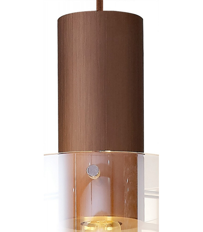 Linear Pendant 3 Light Adjustable E27 Mocha Amber Glass-11