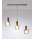 Linear Pendant 3 Light Adjustable E27 Mocha Amber Glass-15