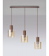 Linear Pendant 3 Light Adjustable E27 Mocha Amber Glass-16