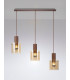 Linear Pendant 3 Light Adjustable E27 Mocha Amber Glass-17