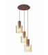 Round Pendant 3 Light Adjustable E27 Mocha Amber Glass-1