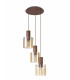 Round Pendant 3 Light Adjustable E27 Mocha Amber Glass-4