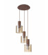 Round Pendant 3 Light Adjustable E27 Mocha Amber Glass-6