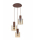 Round Pendant 3 Light Adjustable E27 Mocha Amber Glass-8