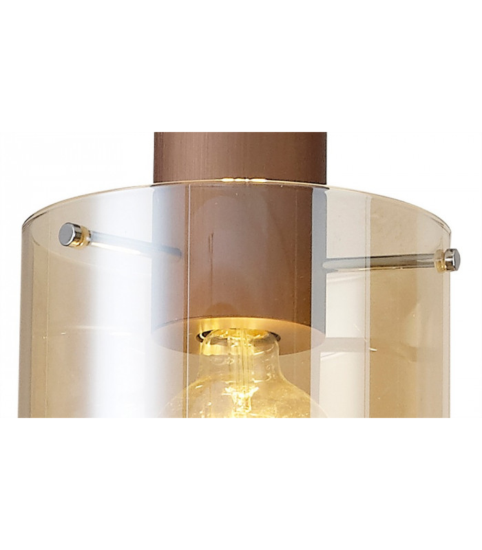 Round Pendant 3 Light Adjustable E27 Mocha Amber Glass-9