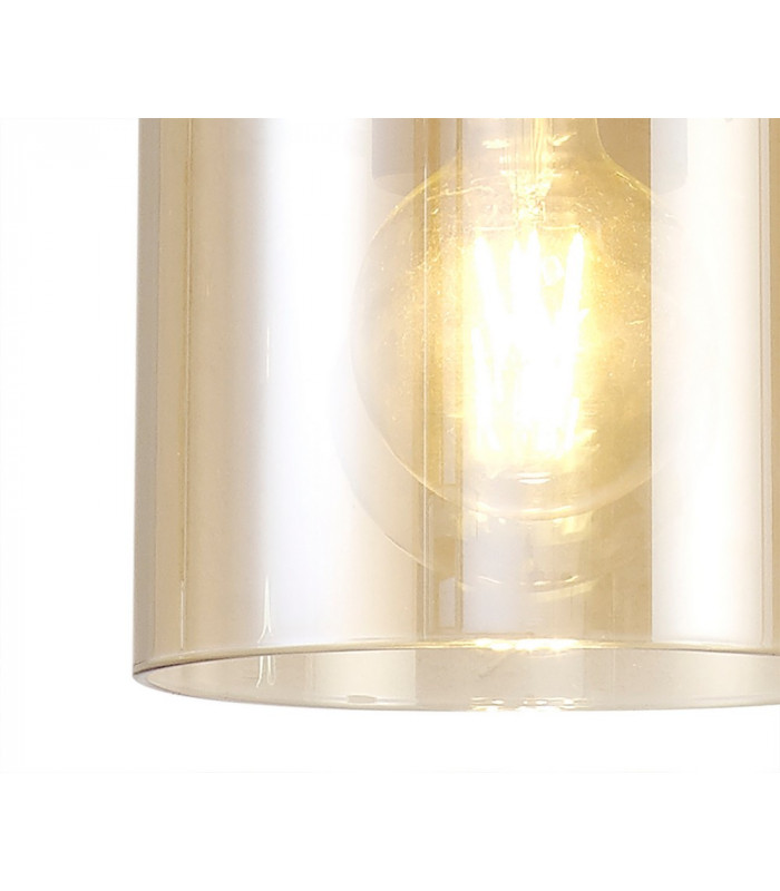 Round Pendant 3 Light Adjustable E27 Mocha Amber Glass-10
