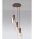 Round Pendant 3 Light Adjustable E27 Mocha Amber Glass-14