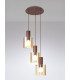 Round Pendant 3 Light Adjustable E27 Mocha Amber Glass-15