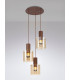 Round Pendant 3 Light Adjustable E27 Mocha Amber Glass-17