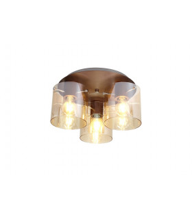 Round Ceiling Flush 3 Light Flush Fitting Mocha Amber Glass-1