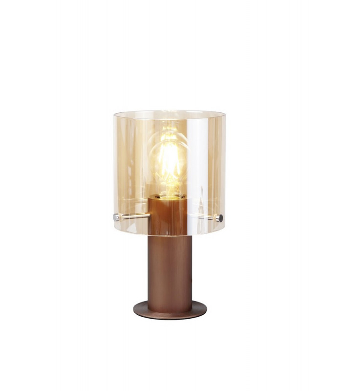 Table Lamp 1 Light Table Lamp E27 Mocha Amber Glass-1