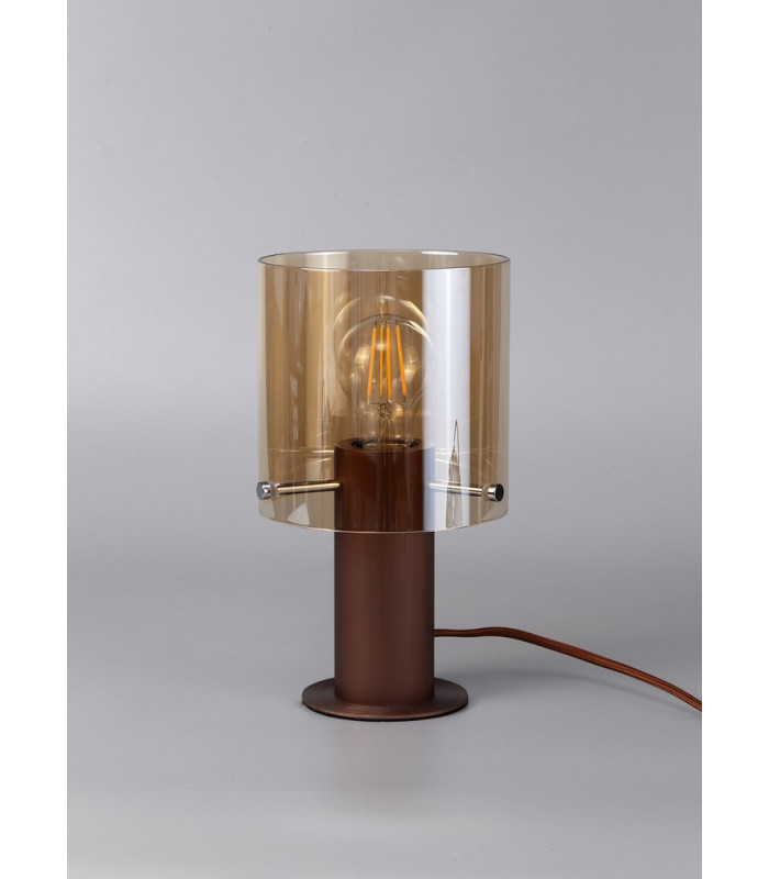 Table Lamp 1 Light Table Lamp E27 Mocha Amber Glass-8