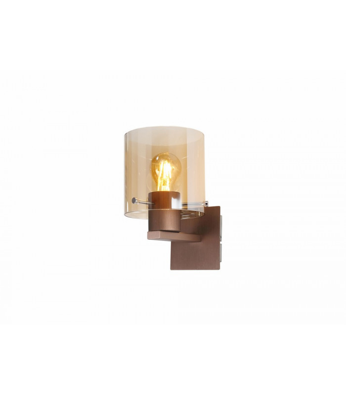 Single Switched Wall Lamp 1 Light E27 Mocha Amber Glass-1