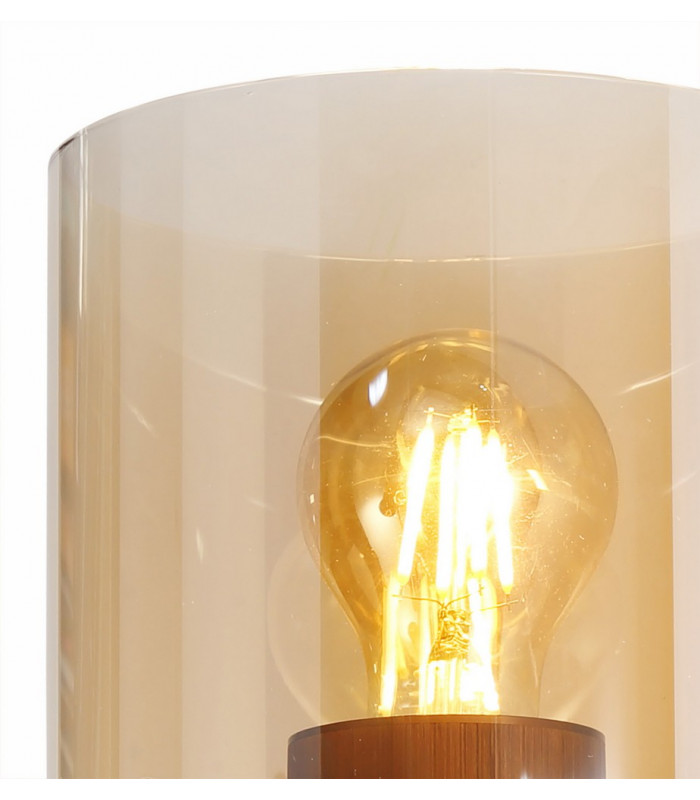 Single Switched Wall Lamp 1 Light E27 Mocha Amber Glass-5