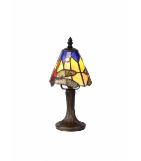 Tiffany Table Lamp 1 x E14 Black Gold Blue Orange Crystal Shade-1