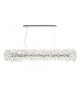 Oblong Linear Pendant 14 Light G9 Polished Chrome Crystal-1