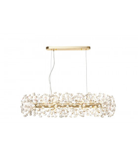 Oblong Linear Pendant 10 Light G9 French Gold Crystal-1