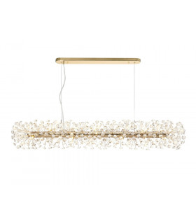 Oblong Linear Pendant 14 Light G9 French Gold Crystal-1