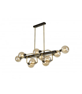 Fixed Pendant Ceiling 10 Light G9 Matt Black Antique Brass Cognac Glass-1
