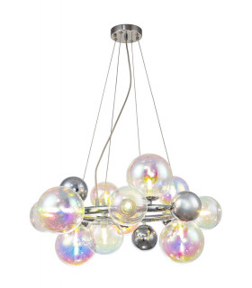 Circular Pendant 12 x G9 Polished Chrome Iridescent Glass-1