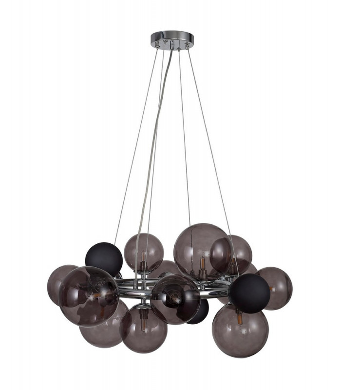 Circular Pendant 12 x G9 Polished Chrome Smoked Black Glass-9