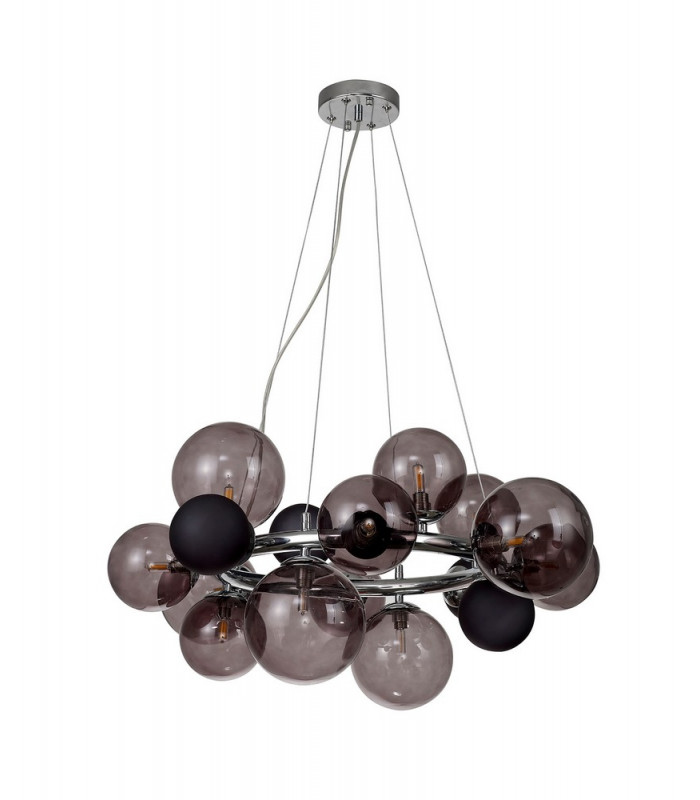 Circular Pendant 12 x G9 Polished Chrome Smoked Black Glass-11