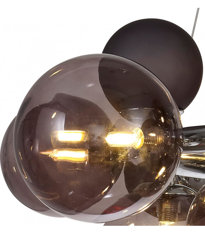 Circular Pendant 12 x G9 Polished Chrome Smoked Black Glass-12