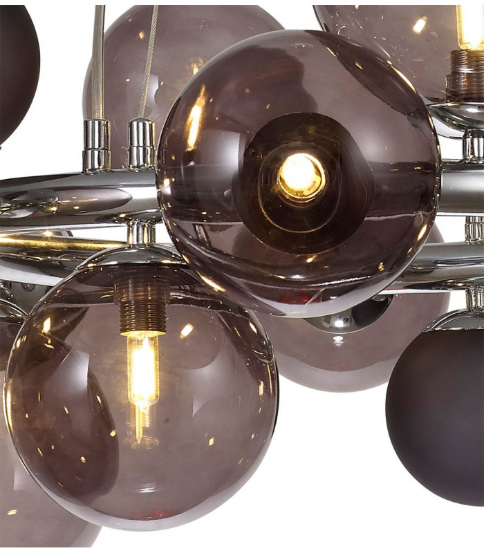 Circular Pendant 12 x G9 Polished Chrome Smoked Black Glass-13