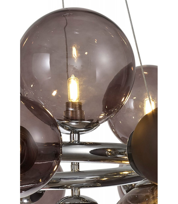 Circular Pendant 12 x G9 Polished Chrome Smoked Black Glass-14