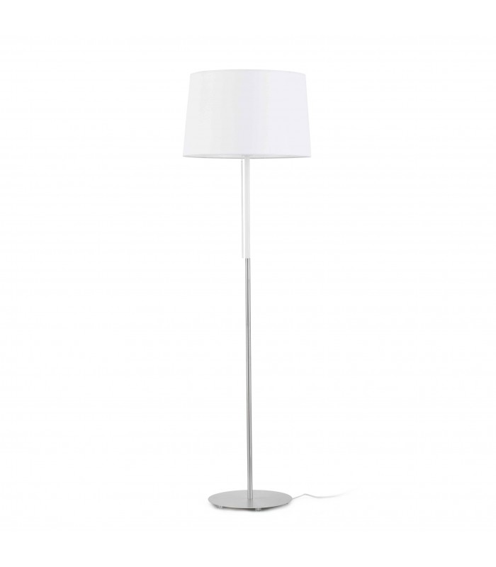 1 Light Floor Lamp White, Nickel, E27 - 1