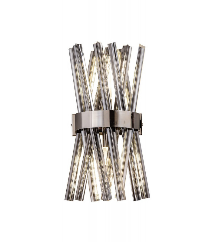 2 Light E14 Wall Light E14 Polished Nickel  Smoke Glass-1