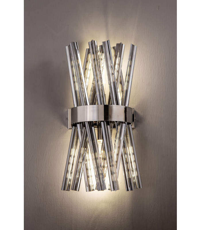 2 Light E14 Wall Light E14 Polished Nickel  Smoke Glass-3