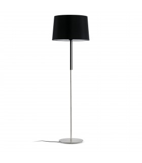 1 Light Floor Lamp Black, Nickel, E27 - 1