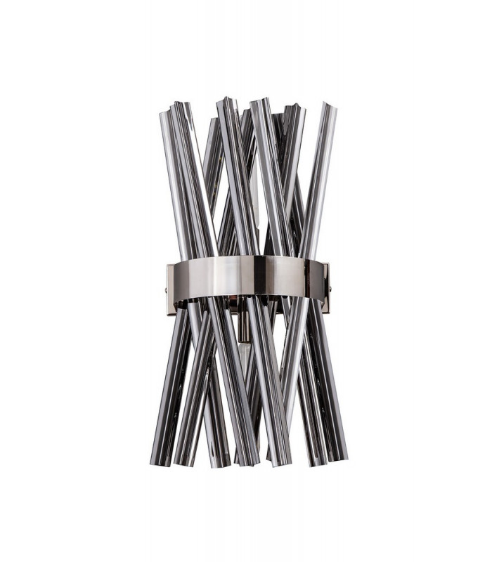 2 Light E14 Wall Light E14 Polished Nickel  Smoke Glass-4