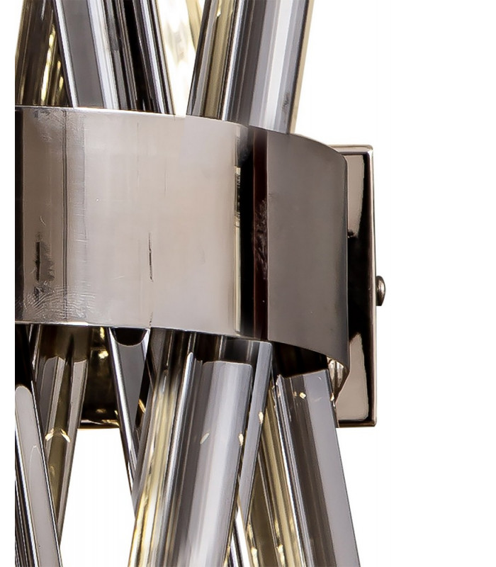 2 Light E14 Wall Light E14 Polished Nickel  Smoke Glass-7