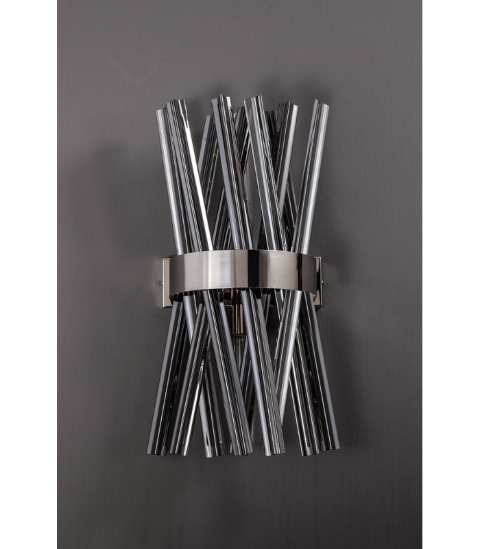 2 Light E14 Wall Light E14 Polished Nickel  Smoke Glass-9