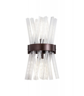 2 Light E14 Wall Light E14 Brown Oxide  Clear Glass-1