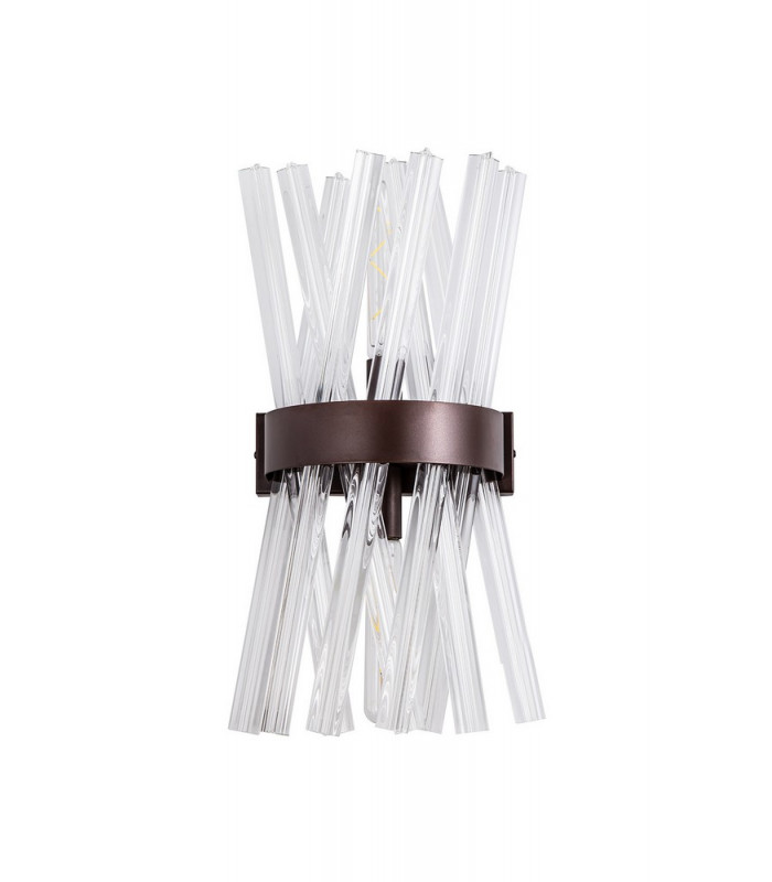 2 Light E14 Wall Light E14 Brown Oxide  Clear Glass-4