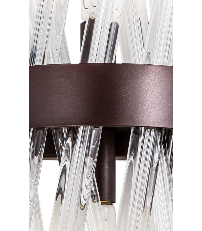 2 Light E14 Wall Light E14 Brown Oxide  Clear Glass-6