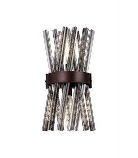2 Light E14 Wall Light E14 Brown Oxide  Smoke Glass-1