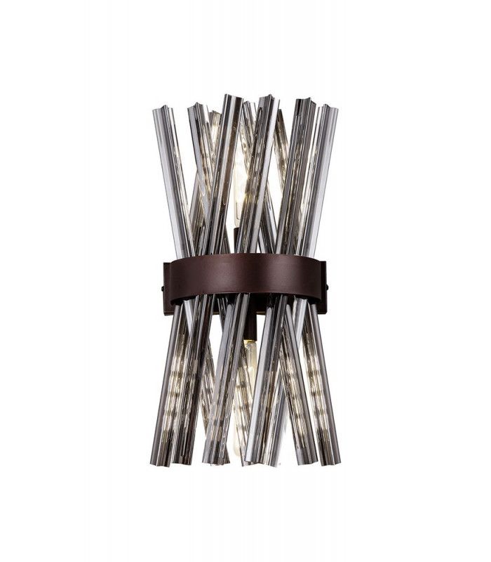 2 Light E14 Wall Light E14 Brown Oxide  Smoke Glass-1