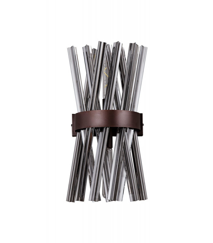 2 Light E14 Wall Light E14 Brown Oxide  Smoke Glass-4