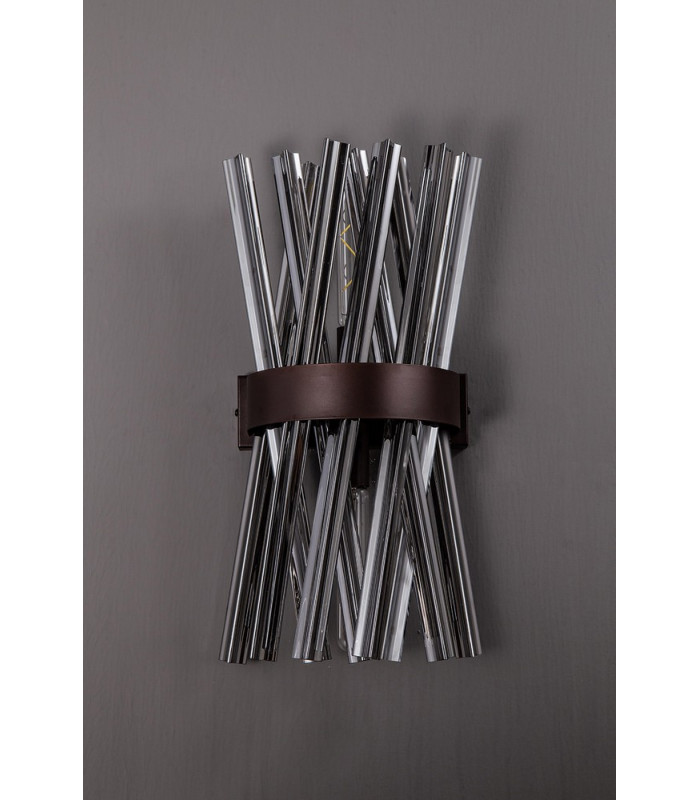 2 Light E14 Wall Light E14 Brown Oxide  Smoke Glass-9