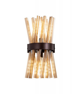 2 Light E14 Wall Light E14 Brown Oxide  Champagne Glass-1