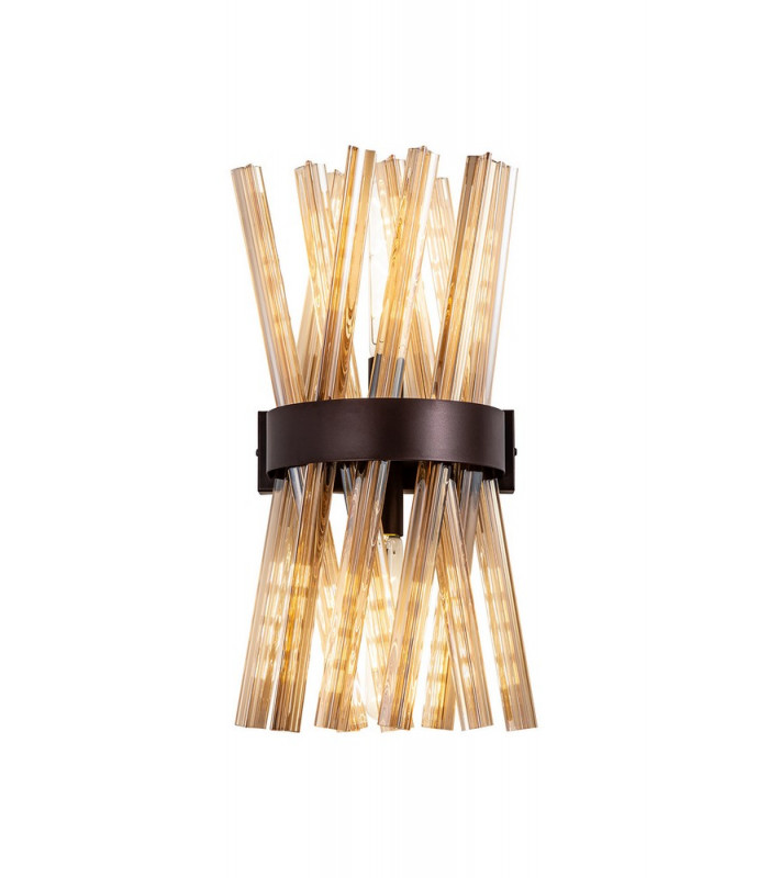 2 Light E14 Wall Light E14 Brown Oxide  Champagne Glass-1