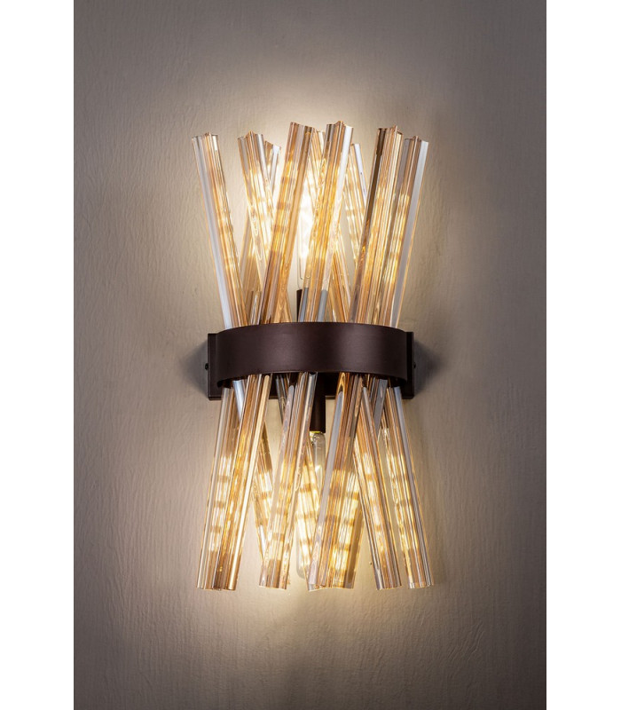 2 Light E14 Wall Light E14 Brown Oxide  Champagne Glass-3