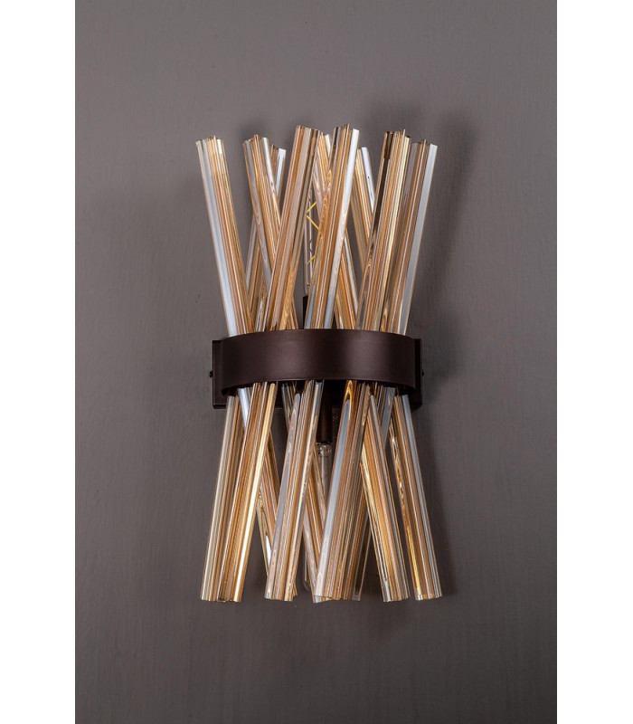 2 Light E14 Wall Light E14 Brown Oxide  Champagne Glass-9