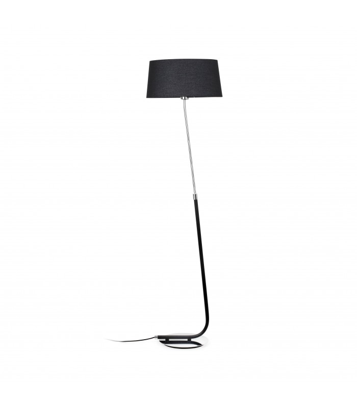1 Light Floor Lamp Chrome, Black, E27 - 1