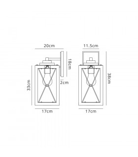 Large Wall Lamp 1 x E27 Wood Effect & Black Clear Glass IP54 2yrs Warranty-2